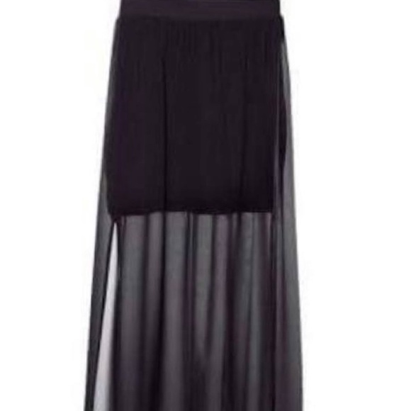MNG Black Sheer Maxi Skirt Split On Both Sides Mini Skirt Large - Picture 4 of 9